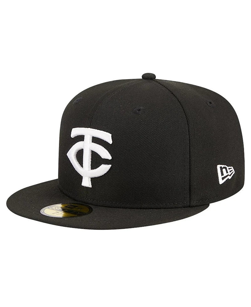 New Era Men's Black Minnesota Twins Logo 59FIFTY Fitted Hat
