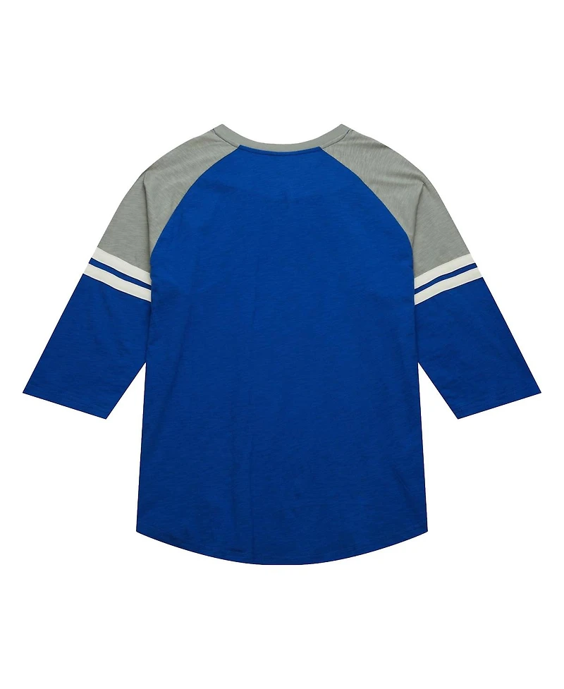 Mitchell & Ness Men's Royal Los Angeles Dodgers Cooperstown Collection Legendary Raglan Slub Henley 3/4-Sleeve T-Shirt