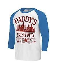 Ripple Junction Men's White/Royal It's Always Sunny Philadelphia Philly Dive Bar Raglan T-Shirt