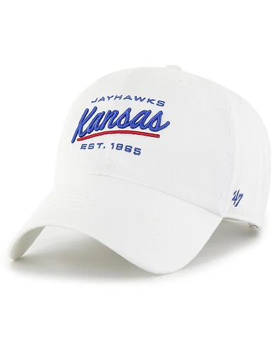 '47 Brand Women's White Kansas Jayhawks Sidney Clean Up Adjustable Hat