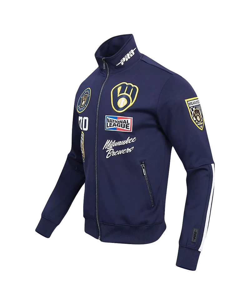 Pro Standard Men's Navy Milwaukee Brewers Fast Lane Full-Zip Track Jacket