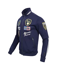 Pro Standard Men's Navy Milwaukee Brewers Fast Lane Full-Zip Track Jacket