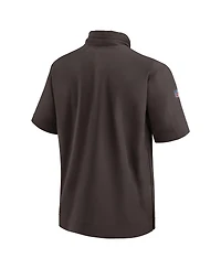 Nike Men's Brown Cleveland Browns 2024 Sideline Coach Short Sleeve Half-Zip Hoodie Jacket