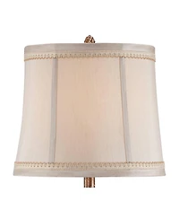 Regency Hill Petite Artichoke Font Traditional Table Lamp 28" Tall Antique White Washed Beige Fabric Bell Shade for Bedroom Living Room Nightstan