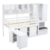Streamdale Twin Loft Bed with Desk, Storage & Shelves