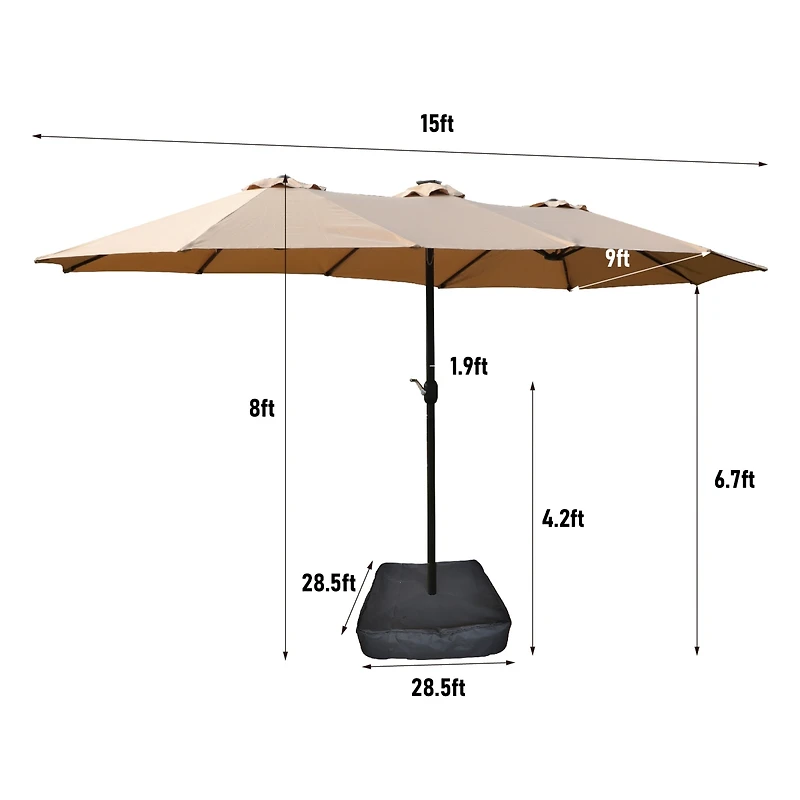 Streamdale Furniture Extra-Large Waterproof Patio Double-Sided Umbrella with Crank Lift
