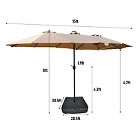 Streamdale Furniture Extra-Large Waterproof Patio Double-Sided Umbrella with Crank Lift