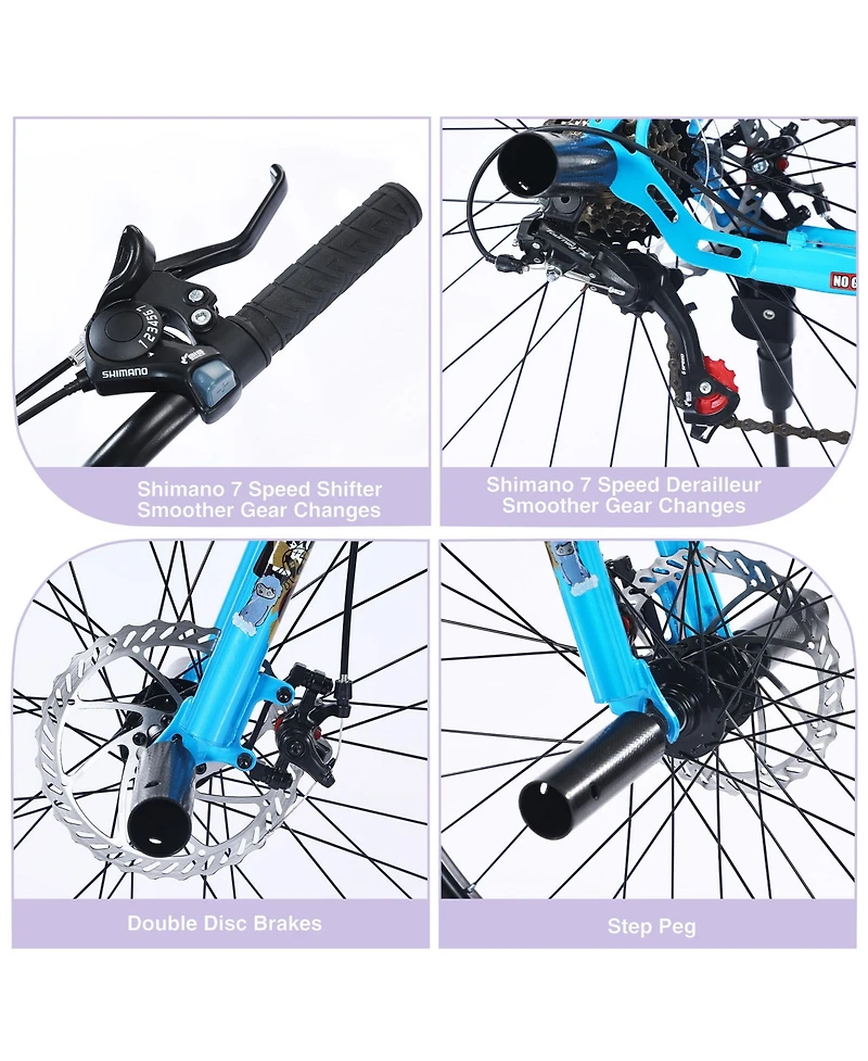 Streamdale Freestyle Mtb Bike, 26", Purple, 7-Speed Shimano, Double Disc