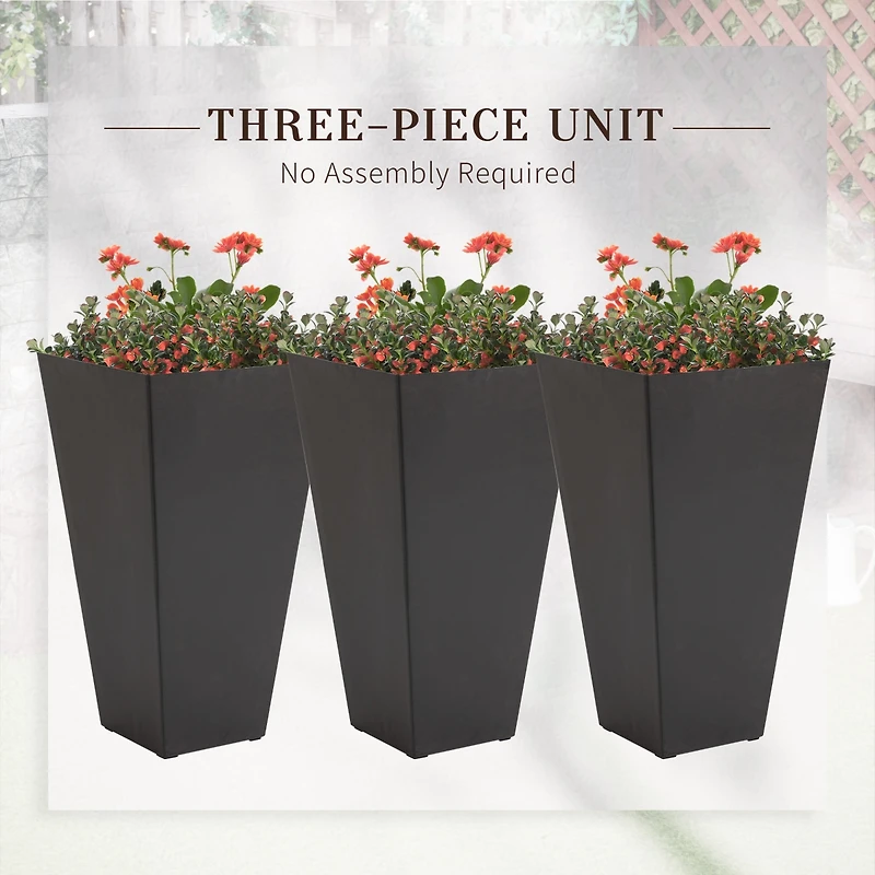 Tall Square Planter with Drainage Holes, Indoor and Outdoor
