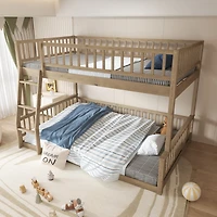 Streamdale Full Xl over Queen Bunk Bed with Ladder and Guardrails, Walnut