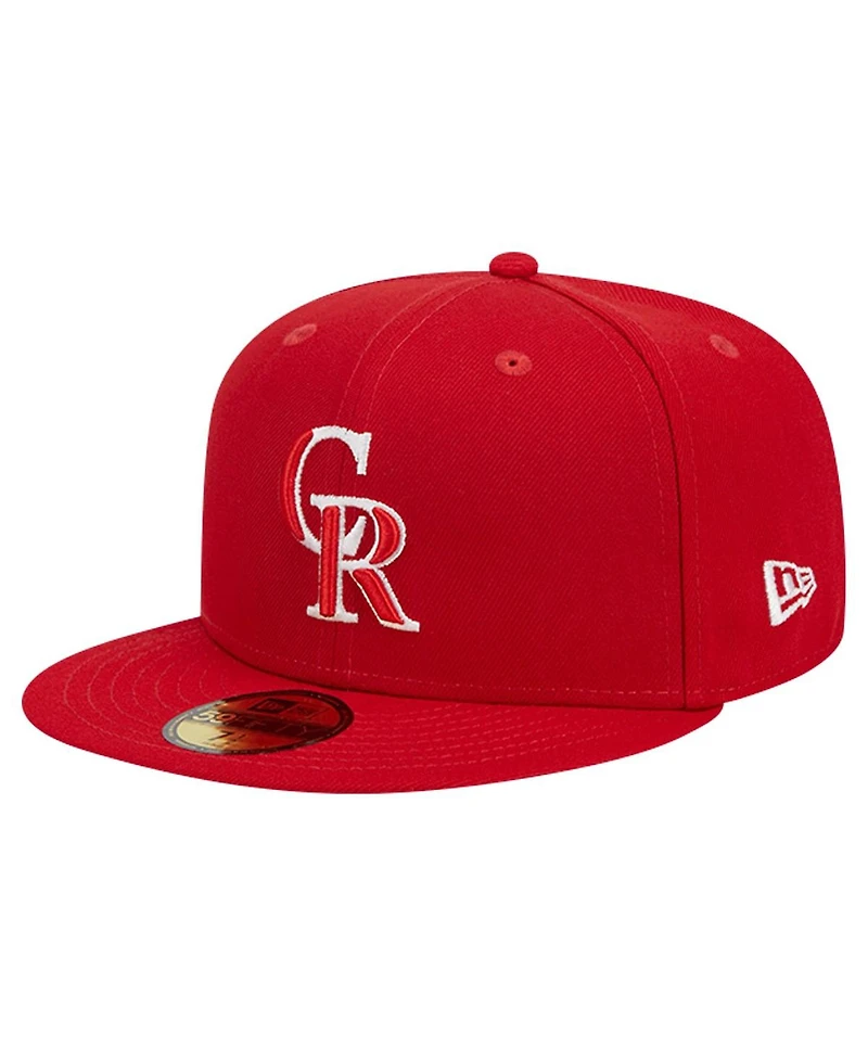 New Era Men's Red Colorado Rockies Logo 59FIFTY Fitted Hat