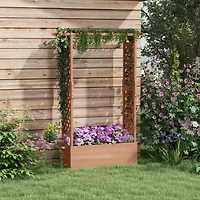Elegant Raised Garden Bed with Arch Trellis and Pergola Roof
