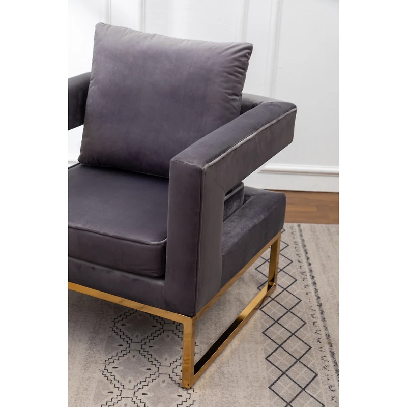 Simplie Fun Contemporary Upholstered Accent Arm Chair, Gray