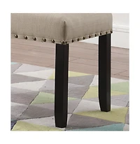Streamdale Furniture Fabric Dining Bench with Nailhead Trim, Tan