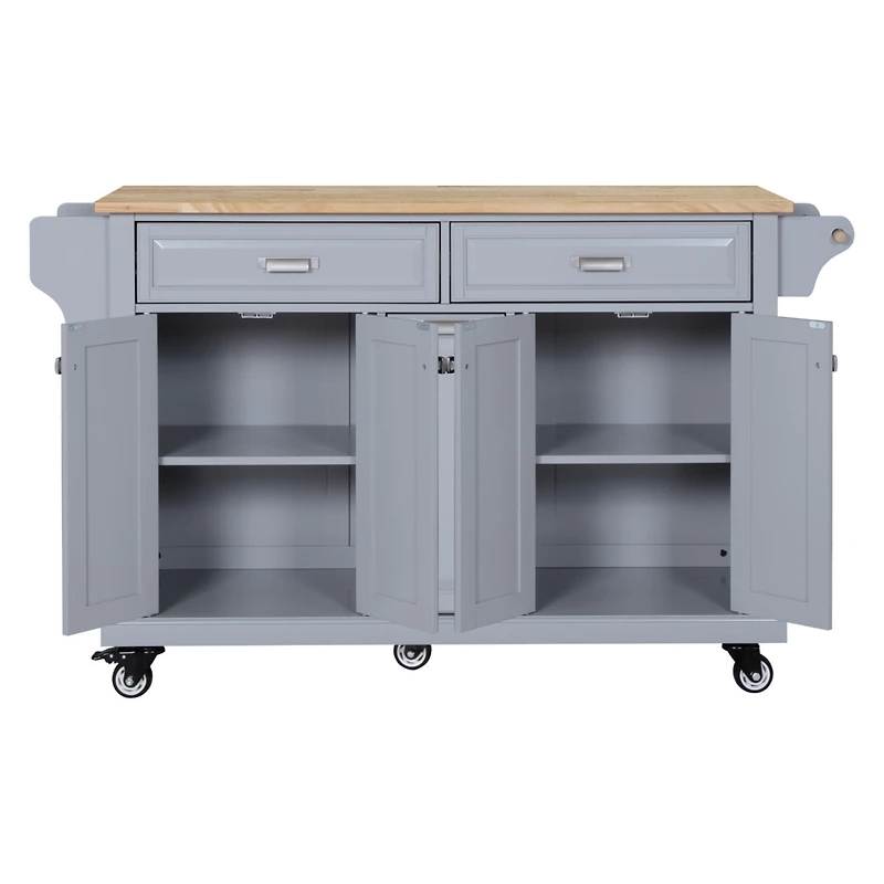Streamdale Furniture Cambridge Natural Wood Top Kitchen Island with Storage