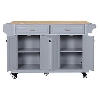 Streamdale Furniture Cambridge Natural Wood Top Kitchen Island with Storage