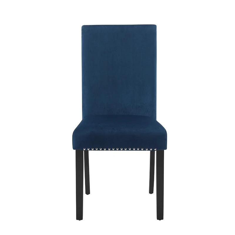 Streamdale Furniture Contemporary Velvet Dining Chair with Nailhead Trim, Set of 2, Blue
