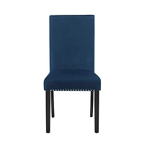 Streamdale Furniture Contemporary Velvet Dining Chair with Nailhead Trim, Set of 2, Blue