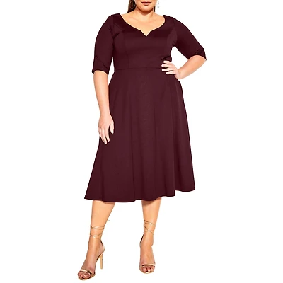 City Chic Plus Cute Girl Elbow Sleeve Dress