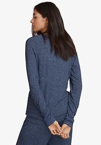 ellos Women's Plus Marled Henley Lounge Top