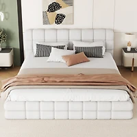 Streamdale Queen Upholstered Platform Bed, White