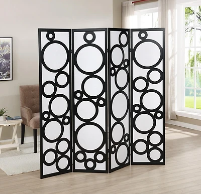 Streamdale Arvada 4-Panel Wood Room Divider with Circle Pattern