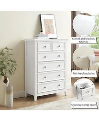 Streamdale Furniture Modern Wooden Dresser with 6 Spacious Drawers and Metal Handles