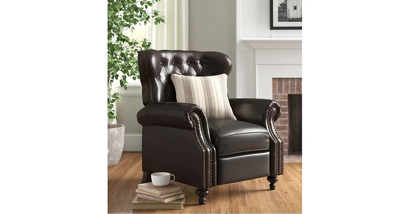 Streamdale Contemporary Button-Tufted Pushback Recliner with Nailhead Accents