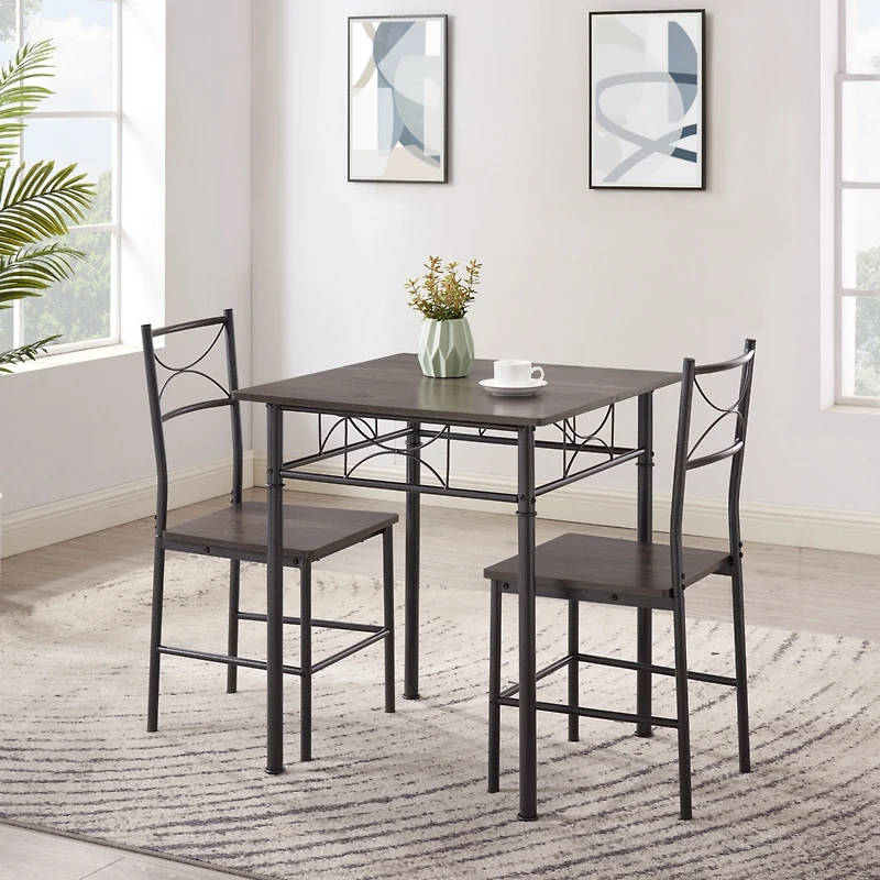 Streamdale 3-Piece Kitchen Dining Room Table Set Grey Chair