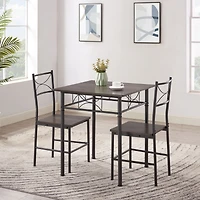Streamdale 3-Piece Kitchen Dining Room Table Set Grey Chair