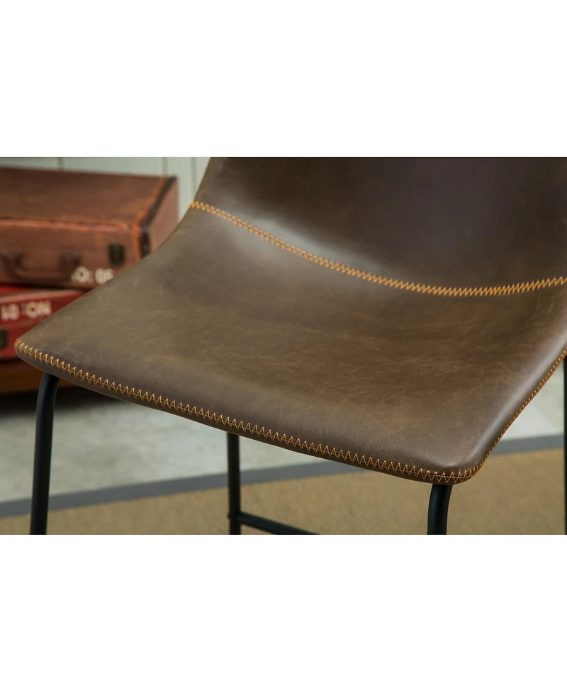 Vintage Pu Leather Dining Chairs, Set of 2, Antique Brown