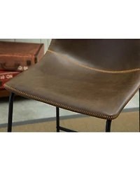 Vintage Pu Leather Dining Chairs, Set of 2, Antique Brown