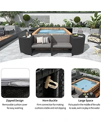 Streamdale Versatile Patio Furniture Lounge Sofa Set with Storage, Grey Rattan