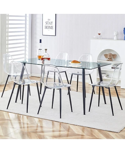 Sturdy Glass Dining Table and 6 Chairs, Easy to Clean and Assemble