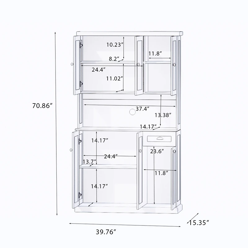 Streamdale E1 Mdf Kitchen Buffet Cabinet with Adjustable Shelves and Uv Painting