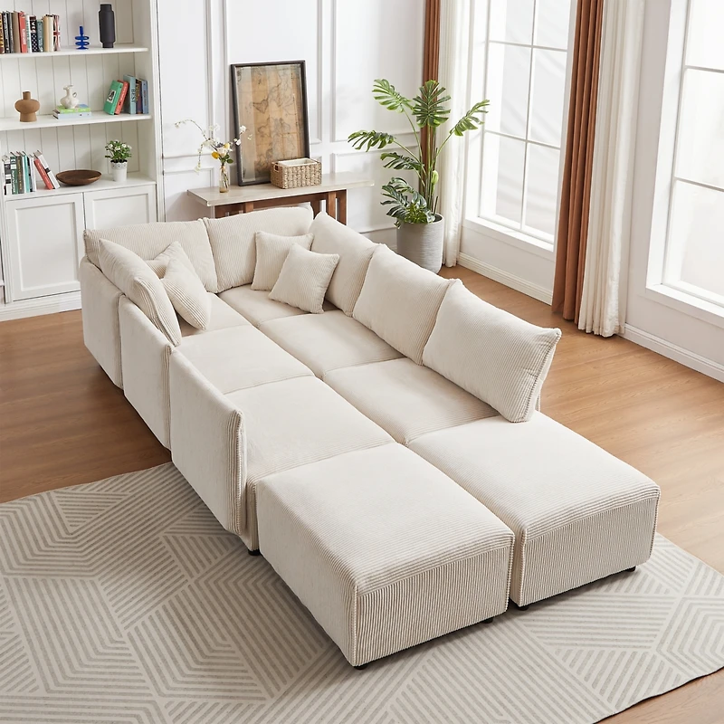 Streamdale Furniture Versatile Modern Modular Sofa with Corduroy Upholstery and Customizable Combinations