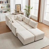 Streamdale Furniture Versatile Modern Modular Sofa with Corduroy Upholstery and Customizable Combinations