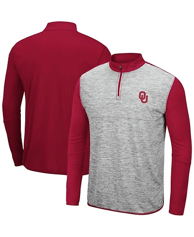 Colosseum Men's Heather Gray/Crimson Oklahoma Sooners Prospect Quarter-Zip Jacket