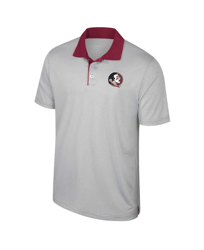 Colosseum Men's Gray Florida State Seminoles Big Tall Tuck Striped Polo Shirt