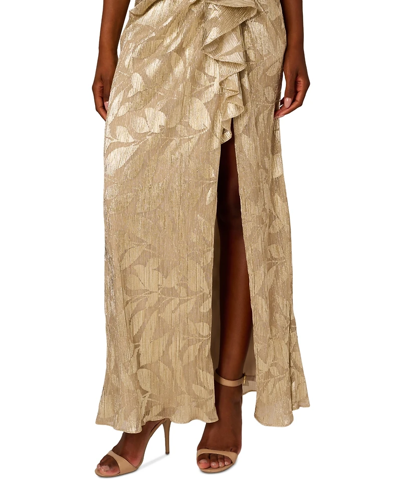Adrianna Papell Women's Asymmetric Metallic-Print Mermaid Gown