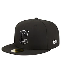 New Era Men's Black Cleveland Guardians Logo 59FIFTY Fitted Hat