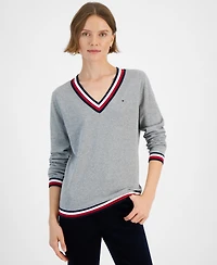 Tommy Hilfiger Women's Contrast-Trim V-Neck Sweater