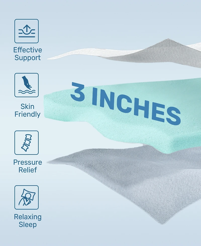 Unikome 3" Ultra Soft Memory Foam Quilted Down Alternative Mattress Pad, Queen
