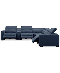 Nevio 6-Pc. Fabric Power Headrest Sectional with Console and 3 Motion Chairs
