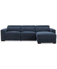 Nevio 3-Pc. Fabric Power Headrest Sectional and Chaise with 2 Motion Chairs