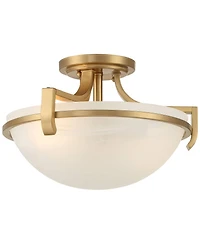 Regency Hill Mallot Modern Ceiling Light Semi Flush Mount Fixture 12 1/2" Wide Soft Gold 2-Light Marbleized Glass Bowl Shade for Bedroom Living R