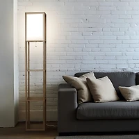Maxwell 63" Led Shelf Column Floor Lamp with Lantern Shade