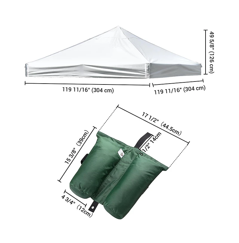 InstaHibit 10x10 Ft Pop up Canopy Top with 4 Sand Weight Bags Outdoor Camping