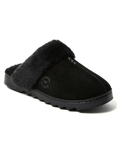 Dearfoams Women's Helena Genuine Suede Scuff House Shoe Slipper