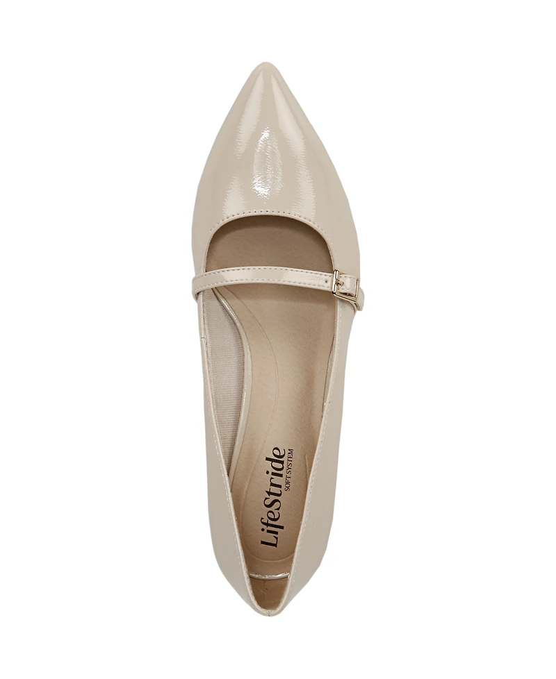 LifeStride Women's Madelyn Mary Jane Pointed Toe Kitten Heel Pumps